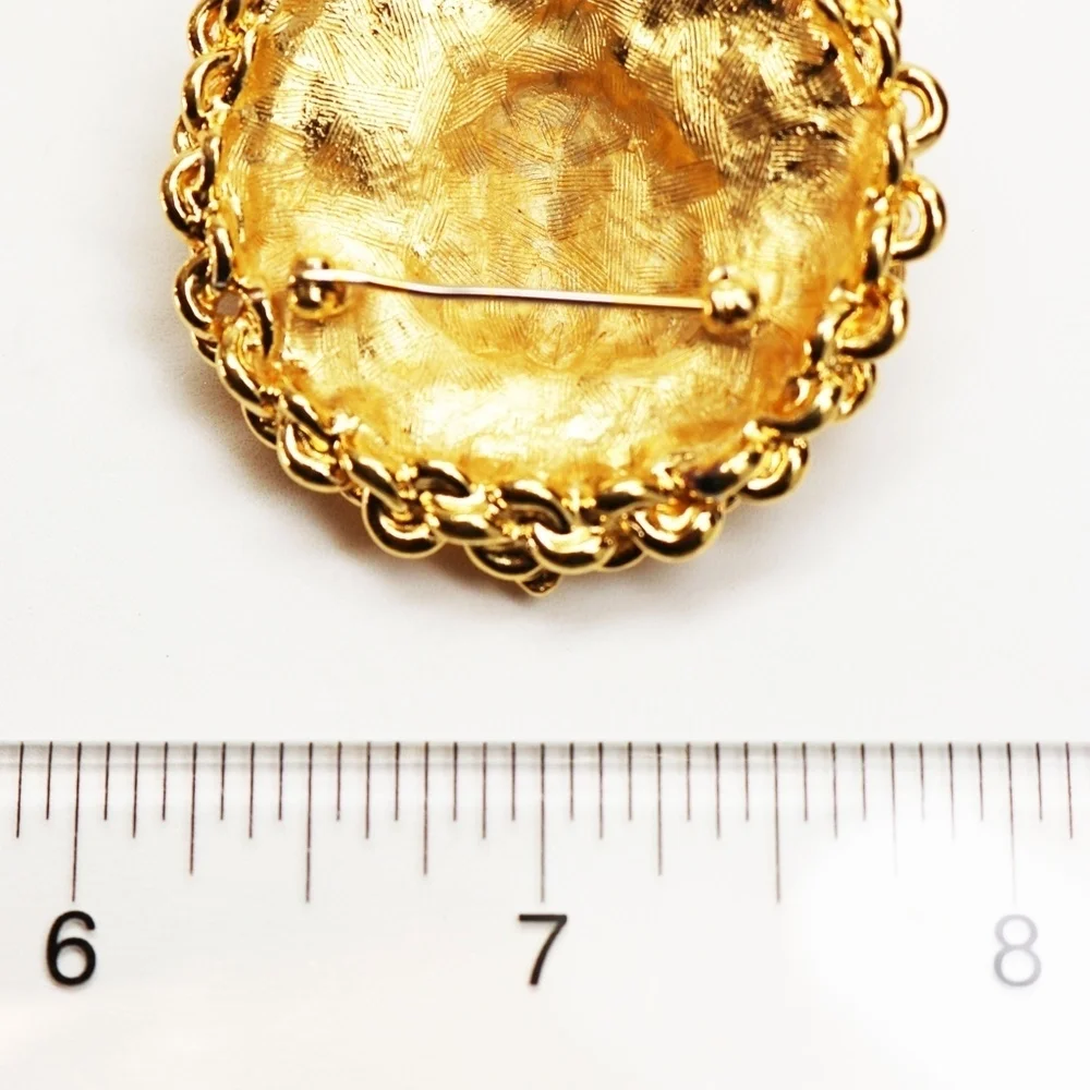 ANNE KLEIN Lion's Head 18K Gold Plated Brooch